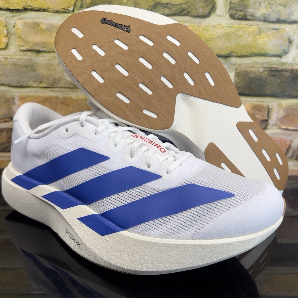 Mens 11.5 - Adidas Adizero Evo SL Running Shoes Cloud White Royal Blue JS4494